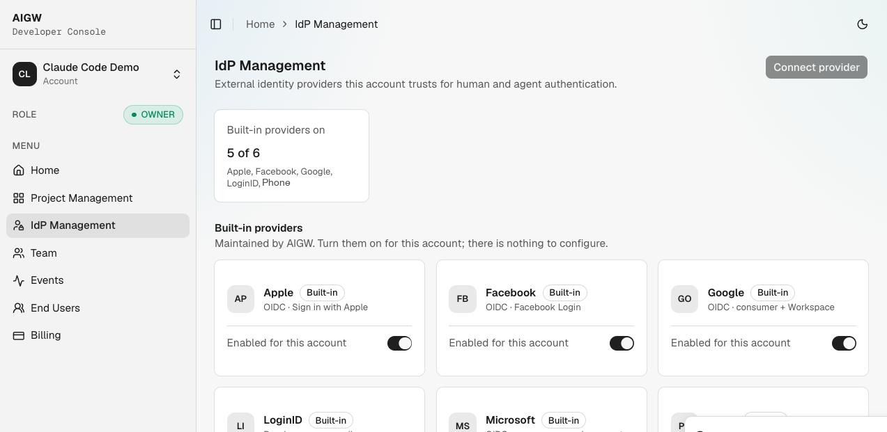 IdP management
