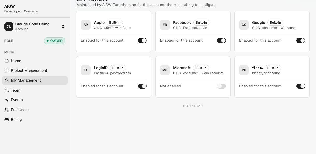IdP management continued